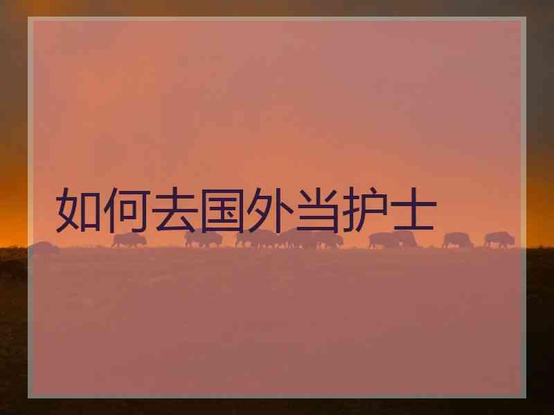 如何去国外当护士 如何去国外当护士