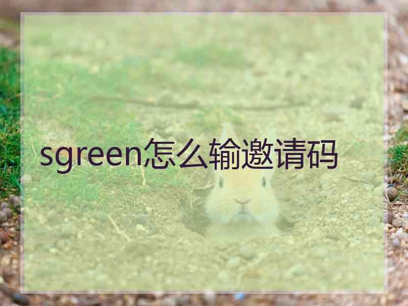 sgreen怎么输邀请码 sgreen怎么输邀请码