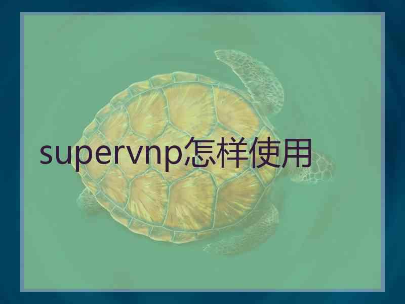 supervnp怎样使用 supervnp怎样使用
