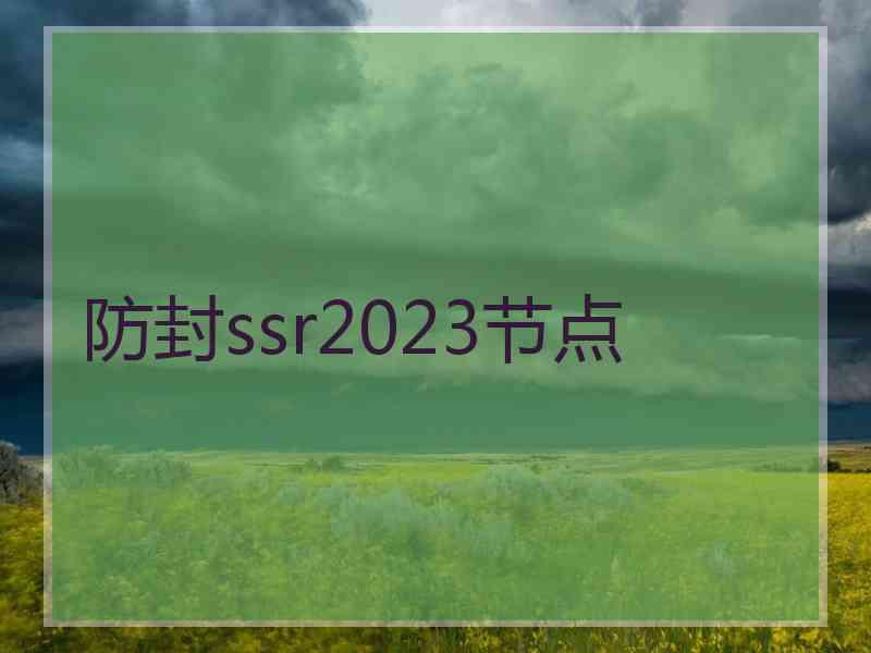 防封ssr2023节点