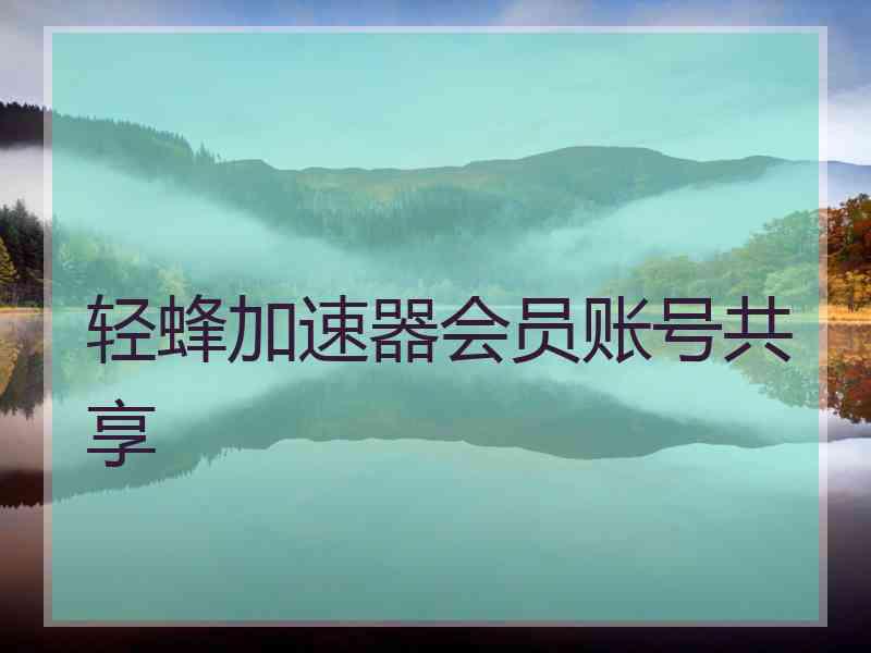 轻蜂加速器会员账号共享